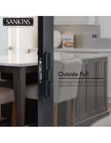 Juego de Tirador de Puerta Corredera SANKINS con Cerradura Negra