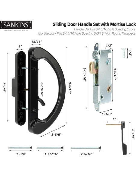 Juego de Tirador de Puerta Corredera SANKINS con Cerradura Negra Juego de Tirador de Puerta Corredera SANKINS con Cerradura Negra