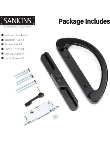 Juego de Tirador de Puerta Corredera SANKINS con Cerradura Negra