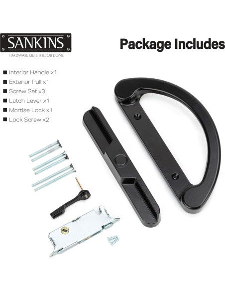 Juego de Tirador de Puerta Corredera SANKINS con Cerradura Negra Juego de Tirador de Puerta Corredera SANKINS con Cerradura Negra