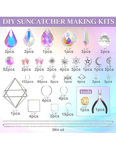 Kit DIY Atrapa Rayos de Cristal ASTNIC 330 Piezas Plata