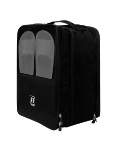 Bolsa de Almacenamiento para Zapatos de Viaje 3 Pares Negro