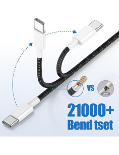 Cable USB C a C 60W Qalirvis 1.83m Carga Rápida 2