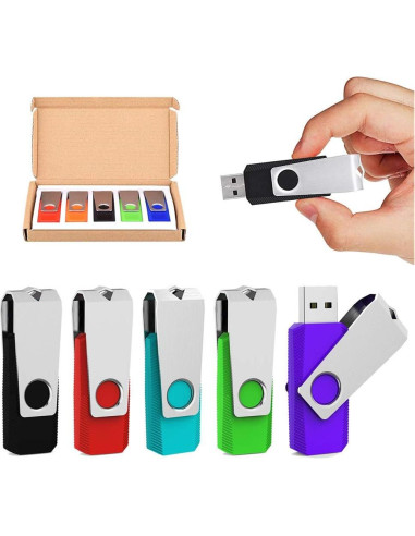 5 Piezas Memoria USB 2GB Aiibe Color Mezclado Alta Velocidad