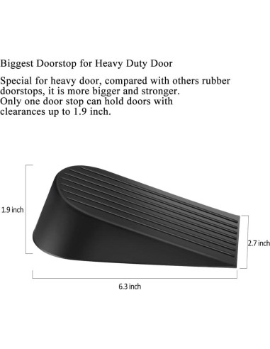 Tope de puerta grande Talkfun 2 paquetes goma negra 4.8 cm