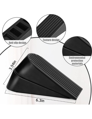 Tope de puerta grande Talkfun 2 paquetes goma negra 4.8 cm