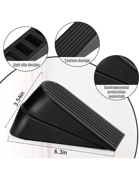 Tope de puerta grande Talkfun 2 paquetes goma negra 4.8 cm