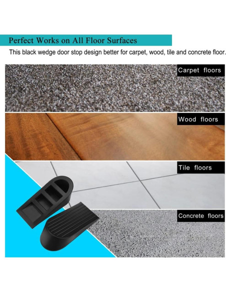 Tope de puerta grande Talkfun 2 paquetes goma negra 4.8 cm