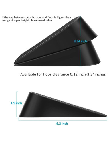 Tope de puerta grande Talkfun 2 paquetes goma negra 4.8 cm