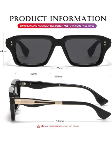 Gafas de Sol Rectangulares AIEYEZO UV400 Moda Retro