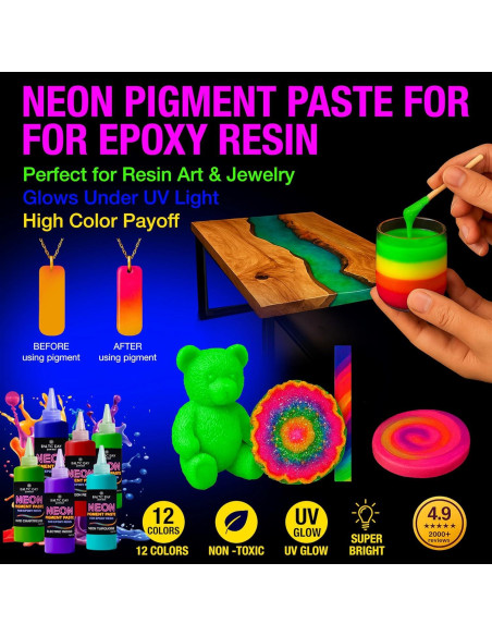 Pasta de Pigmento Neón para Resina Epóxica Baltic Day - 12 Colores 15g