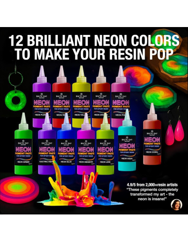 Pasta de Pigmento Neón para Resina Epóxica Baltic Day - 12 Colores 15g
