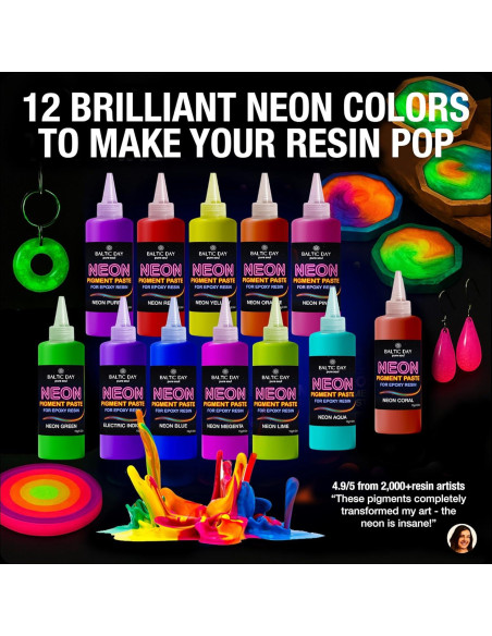 Pasta de Pigmento Neón para Resina Epóxica Baltic Day - 12 Colores 15g