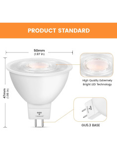Bombilla LED Torkase MR16 5W GU5.3 3000K Paquete de 6 2