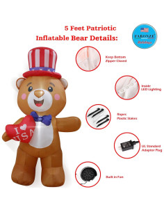 Osito Inflable 1.52m FARONZE Día de la Independencia Decoración 2