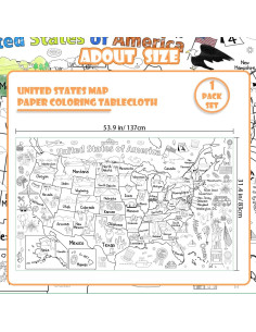 Póster para Colorear Mapa de EE. UU. PartyGarden 137x83 cm 2