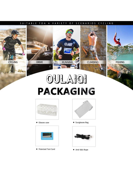 Gafas de sol deportivas OULAIQI UV400 polarizadas unisex