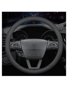 Cubierta de volante de coche HAOTULE cuero Nappa 37-38.5cm negra