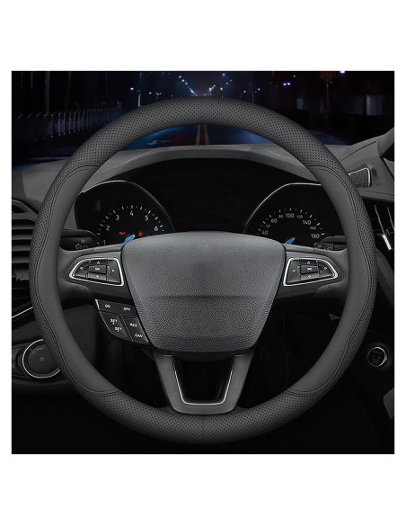 Cubierta de volante de coche HAOTULE cuero Nappa 37-38.5cm negra