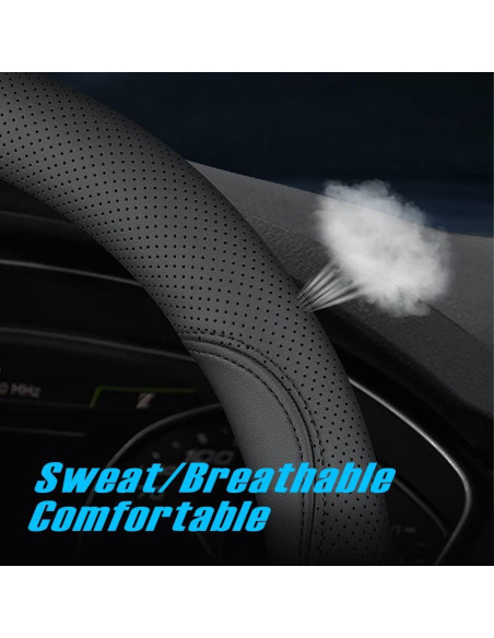 Cubierta de volante de coche HAOTULE cuero Nappa 37-38.5cm negra