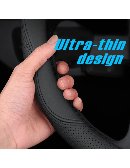 Cubierta de volante de coche HAOTULE cuero Nappa 37-38.5cm negra