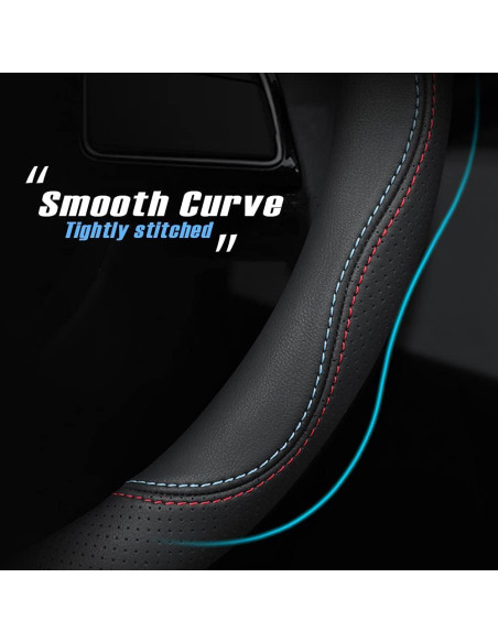 Cubierta de volante de coche HAOTULE cuero Nappa 37-38.5cm negra