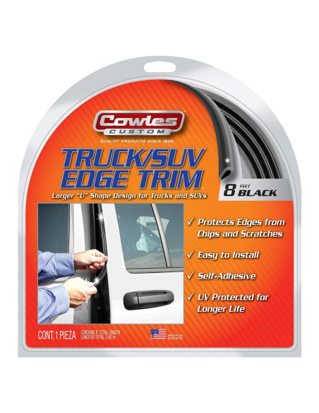 Protección de Borde de Puerta Cowles 8 Pies Negro PVC Autoadhesivo