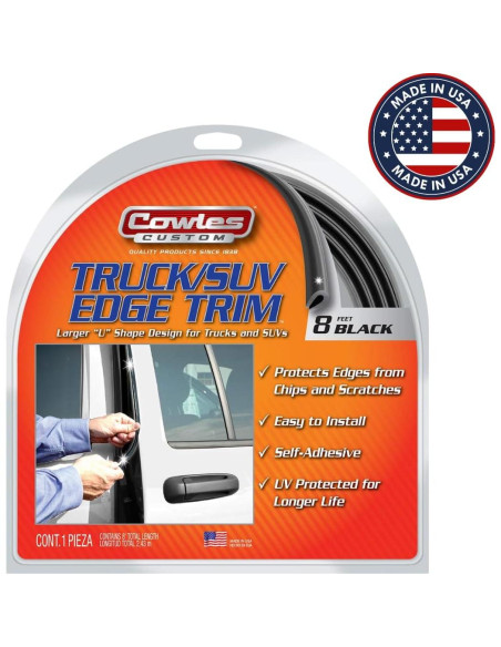 Protección de Borde de Puerta Cowles 8 Pies Negro PVC Autoadhesivo