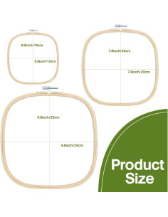 Aros de Bordado Cuadrados Caydo - 3 Piezas, 15-25 cm 2