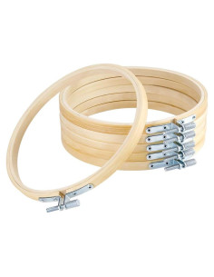 Aros de Bordado de Bambú Pllieay 6 Piezas 15 cm Redondos