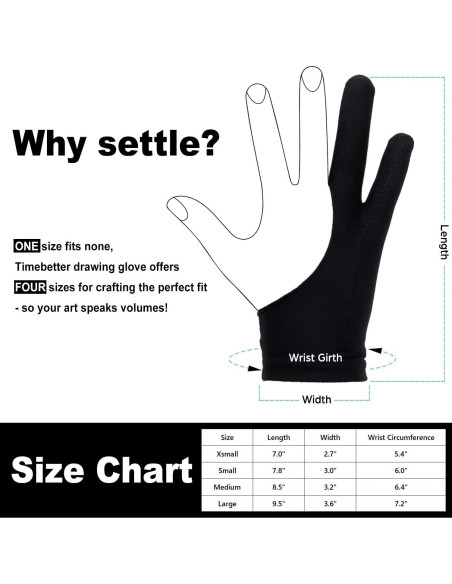 Guante de Dibujo Digital Timebetter - 2 Paquete, Tamaño M