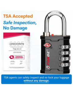 Candado de Combinación TSA Forge 4 Dígitos Negro 1 Unidad 2