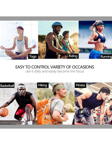 Cinta para la cabeza deportiva Bassyil unisex negra absorbente