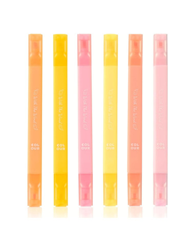 6 Marcadores Doble Punta Konket Multicolor Punta Chaflán 5mm