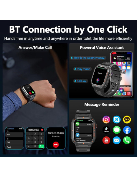 Reloj Inteligente Militar JnJnhkta P69 GPS Negro con Salud