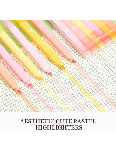 6 Marcadores Doble Punta Konket Multicolor Punta Chaflán 5mm