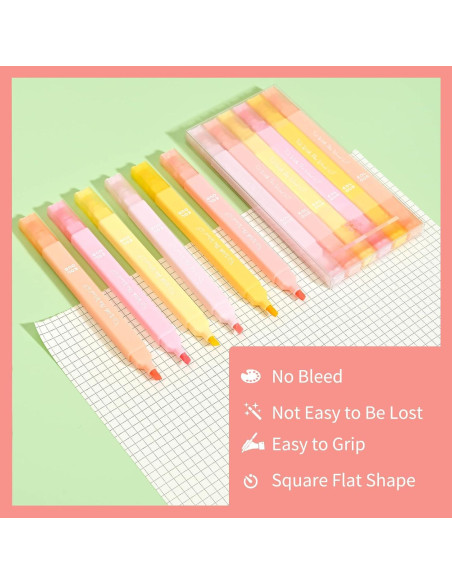 6 Marcadores Doble Punta Konket Multicolor Punta Chaflán 5mm