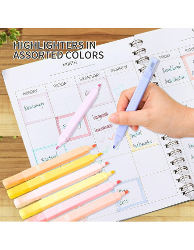 6 Marcadores Doble Punta Konket Multicolor Punta Chaflán 5mm