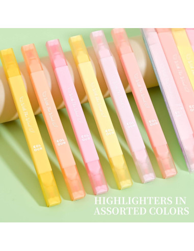 6 Marcadores Doble Punta Konket Multicolor Punta Chaflán 5mm