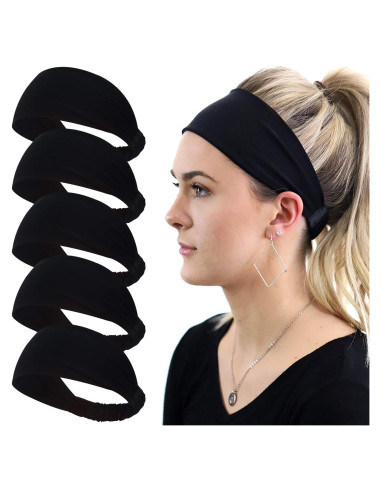 Cinta para el cabello Calbeing negra, talla única, absorción de sudor