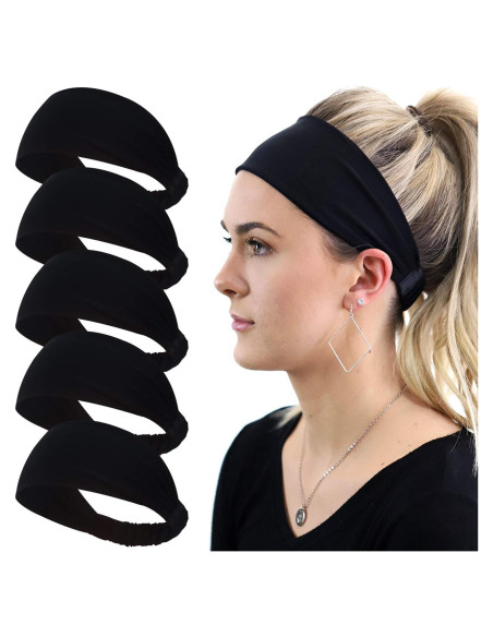 Cinta para el cabello Calbeing negra, talla única, absorción de sudor