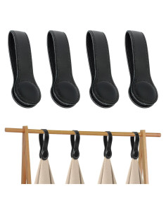 Clips de Toalla de Cocina CODOHI 4 Pcs Cuero Negro con Imanes