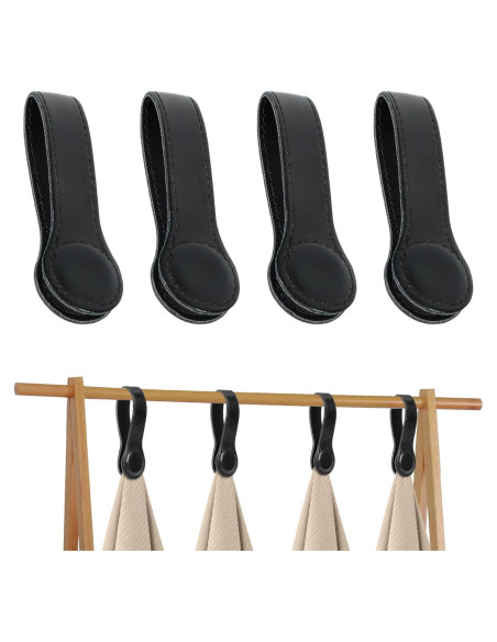 Clips de Toalla de Cocina CODOHI 4 Pcs Cuero Negro con Imanes