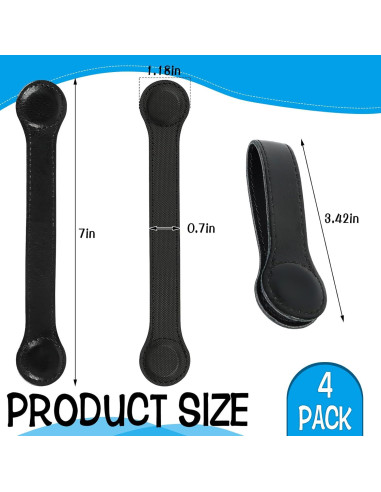 Clips de Toalla de Cocina CODOHI 4 Pcs Cuero Negro con Imanes
