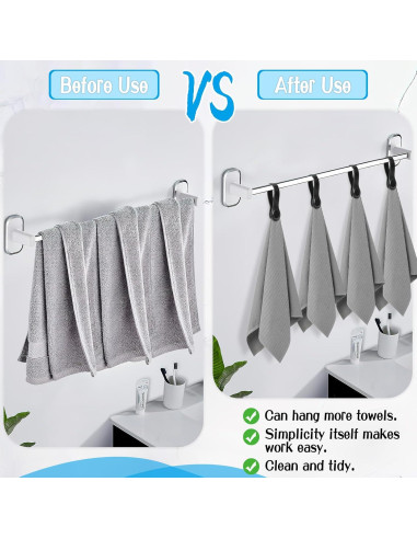 Clips de Toalla de Cocina CODOHI 4 Pcs Cuero Negro con Imanes