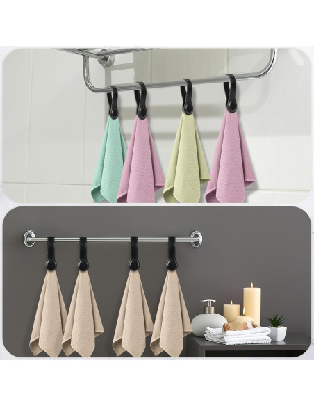 Clips de Toalla de Cocina CODOHI 4 Pcs Cuero Negro con Imanes
