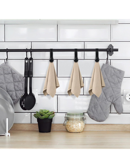 Clips de Toalla de Cocina CODOHI 4 Pcs Cuero Negro con Imanes