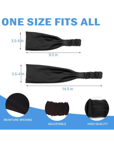 Cinta para el cabello Calbeing negra, talla única, absorción de sudor