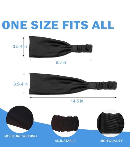 Cinta para el cabello Calbeing negra, talla única, absorción de sudor