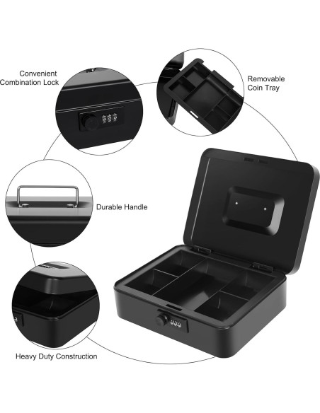 Caja de Dinero Goehiaul con Cerradura de Combinación 25x20x9cm